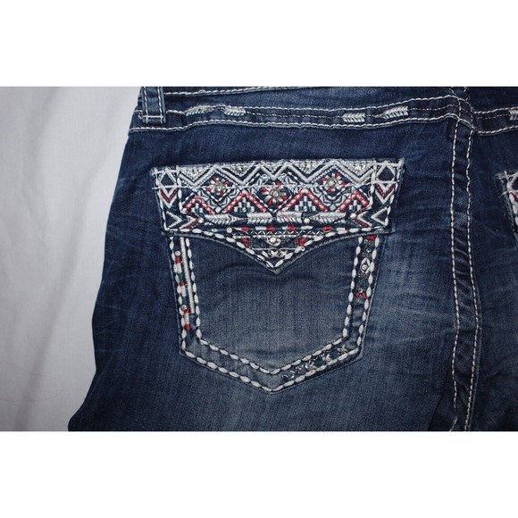 NEW Grace in LA Womens Size 32 Floral Boot Cut Stretch Floral Flap Embroidery - Picture 12 of 12